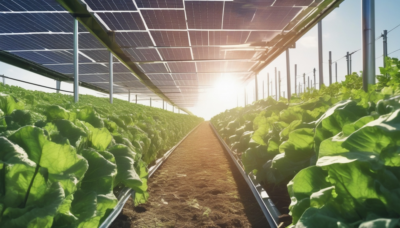太陽光パネルの下で作物が育つ営農型太陽光発電の構造