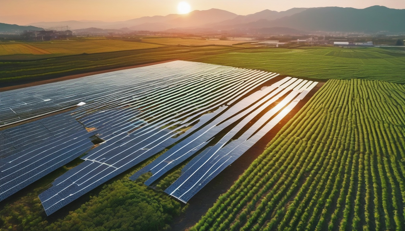垂直設置型太陽光パネルが並ぶ次世代の営農型発電農場